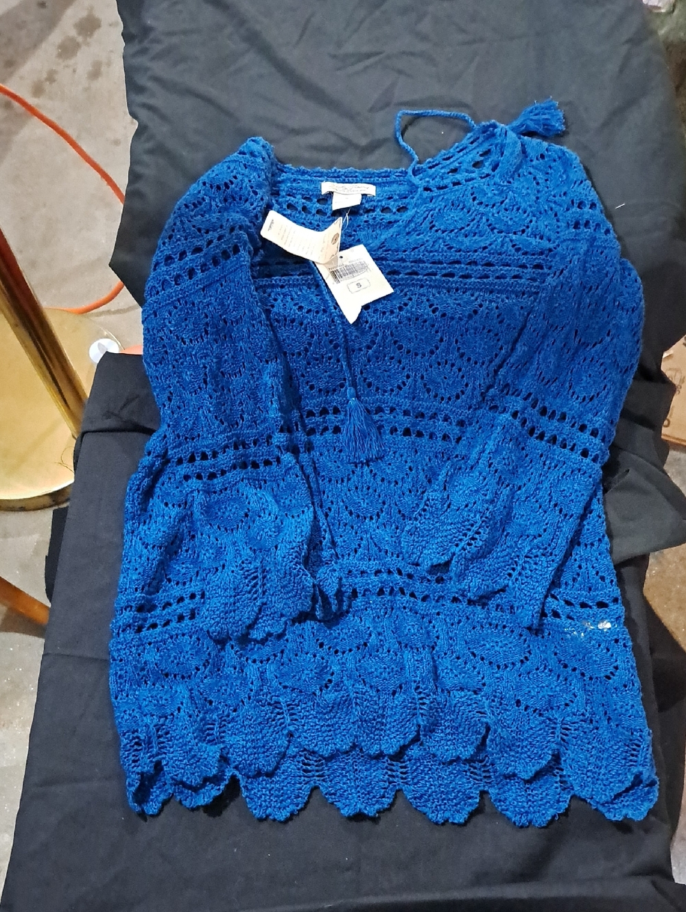 Lucky Brand Royal Blue Crochet Tunic Nwt